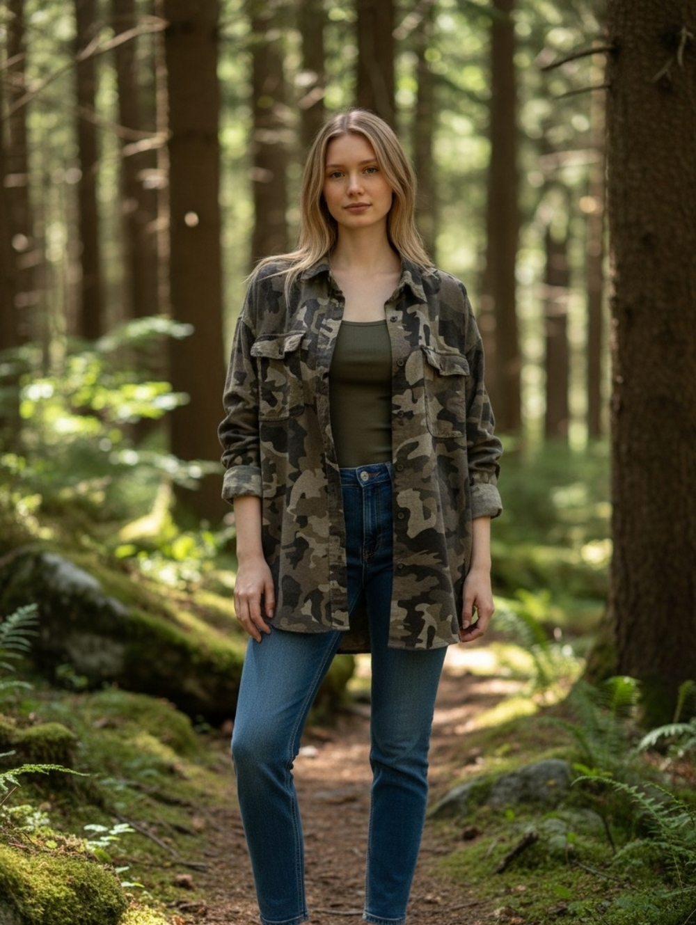 wild fable Olive Camo Utility Jacket